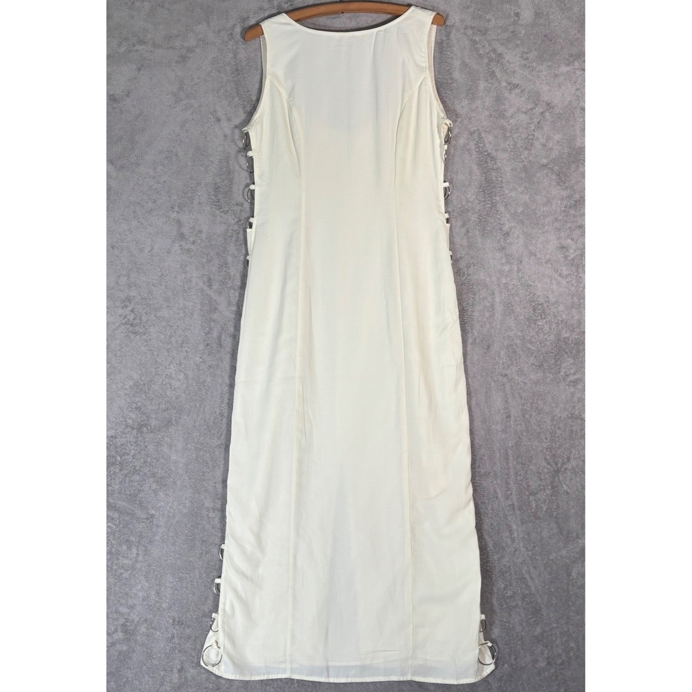Commense Ivory Linen Blend O-Ring Side Cutout Maxi Dress XL Sleeveless Chic Boho